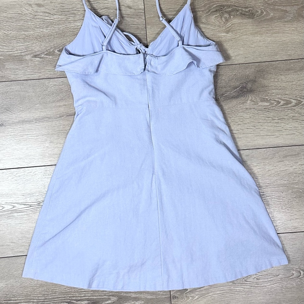 The Impeccable Pig Periwinkle Tie Front Linen Blend Mini Dress - Picture 10 of 11